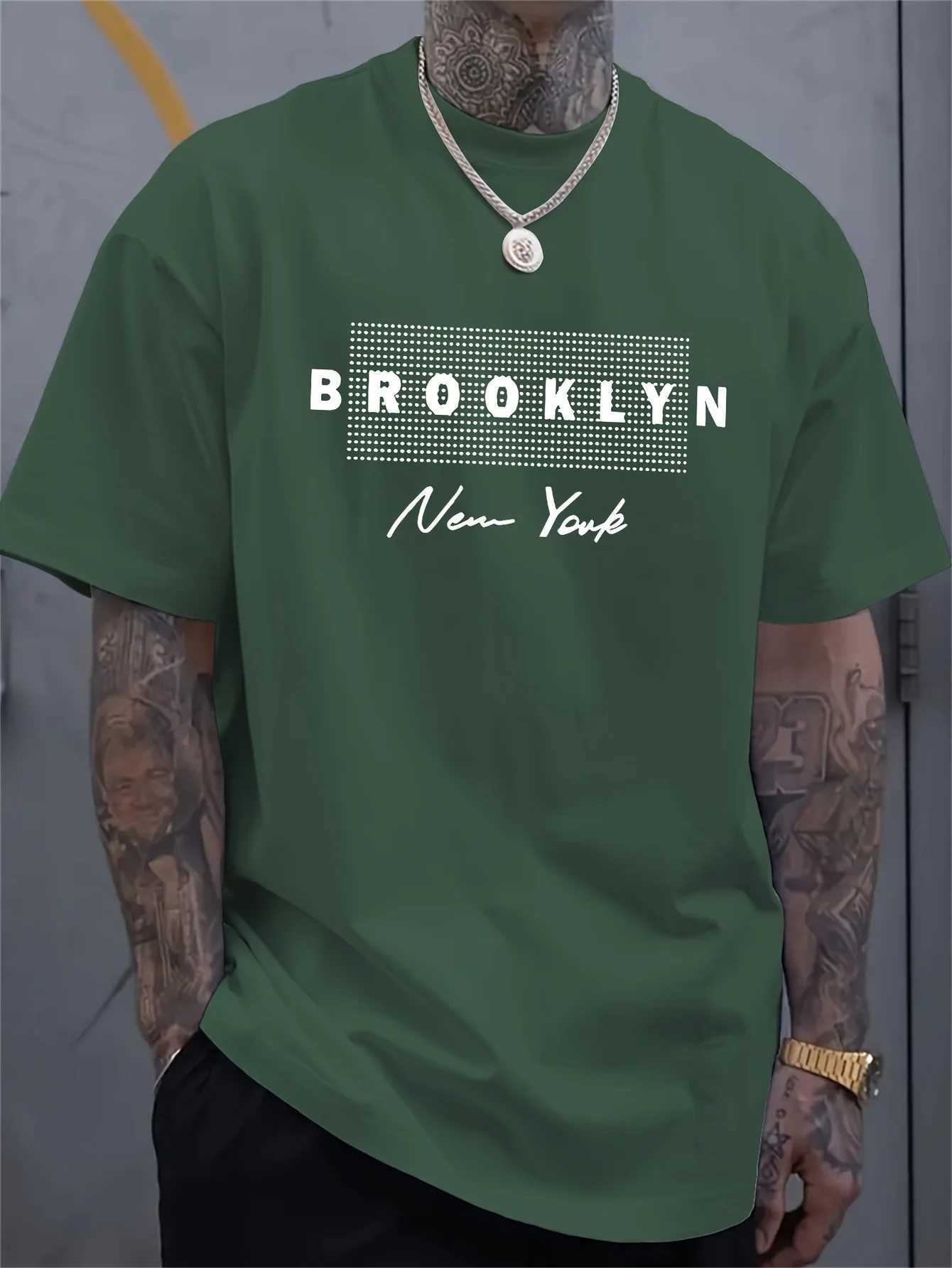 Mens 100% Cotton Summer Loose Fit Large Los Angeles Graphic Printed Slim Fit Casual Sports Round Neck Short Sleeve T-shirt Top Z250527