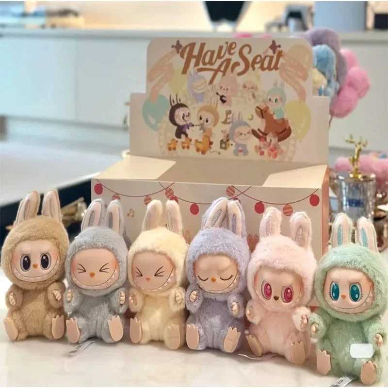 Hot Sales Anime Characters Macaron Labubu with Seat Series Vinyl Pendant Plush Doll Cute Monster Keychain Birthday Gift M250526