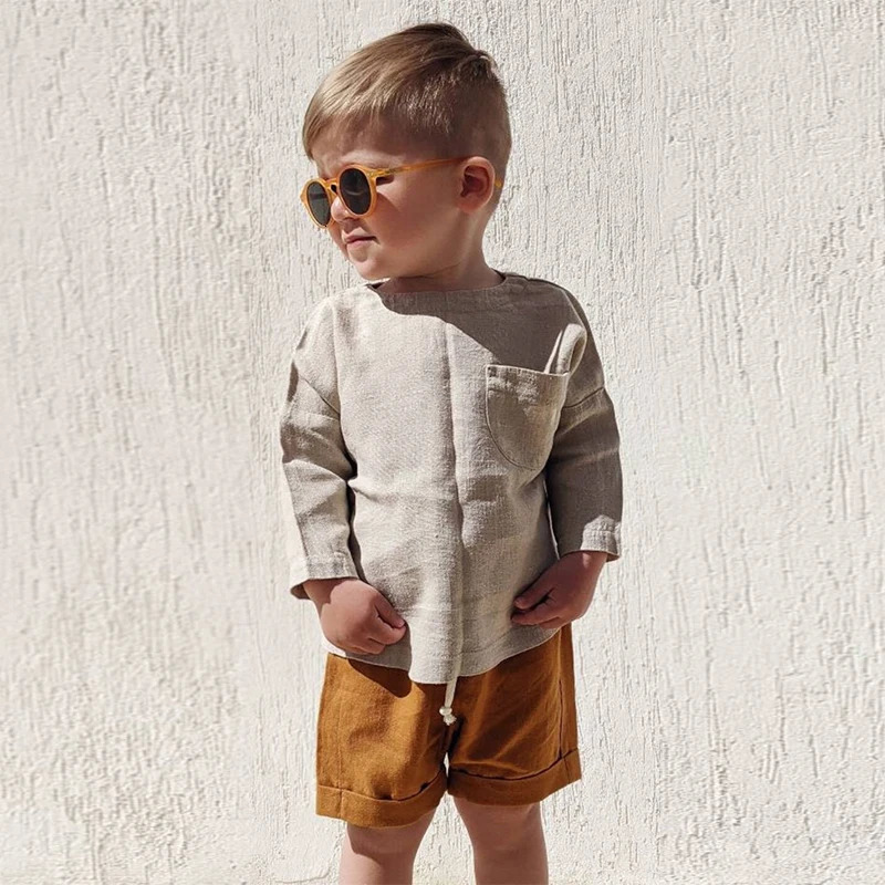 Retro Cotton Linen Drawstring Boys Shorts Summer Girls Comfortable Elastic Waist Loose Casual And Beach TZ420 250527
