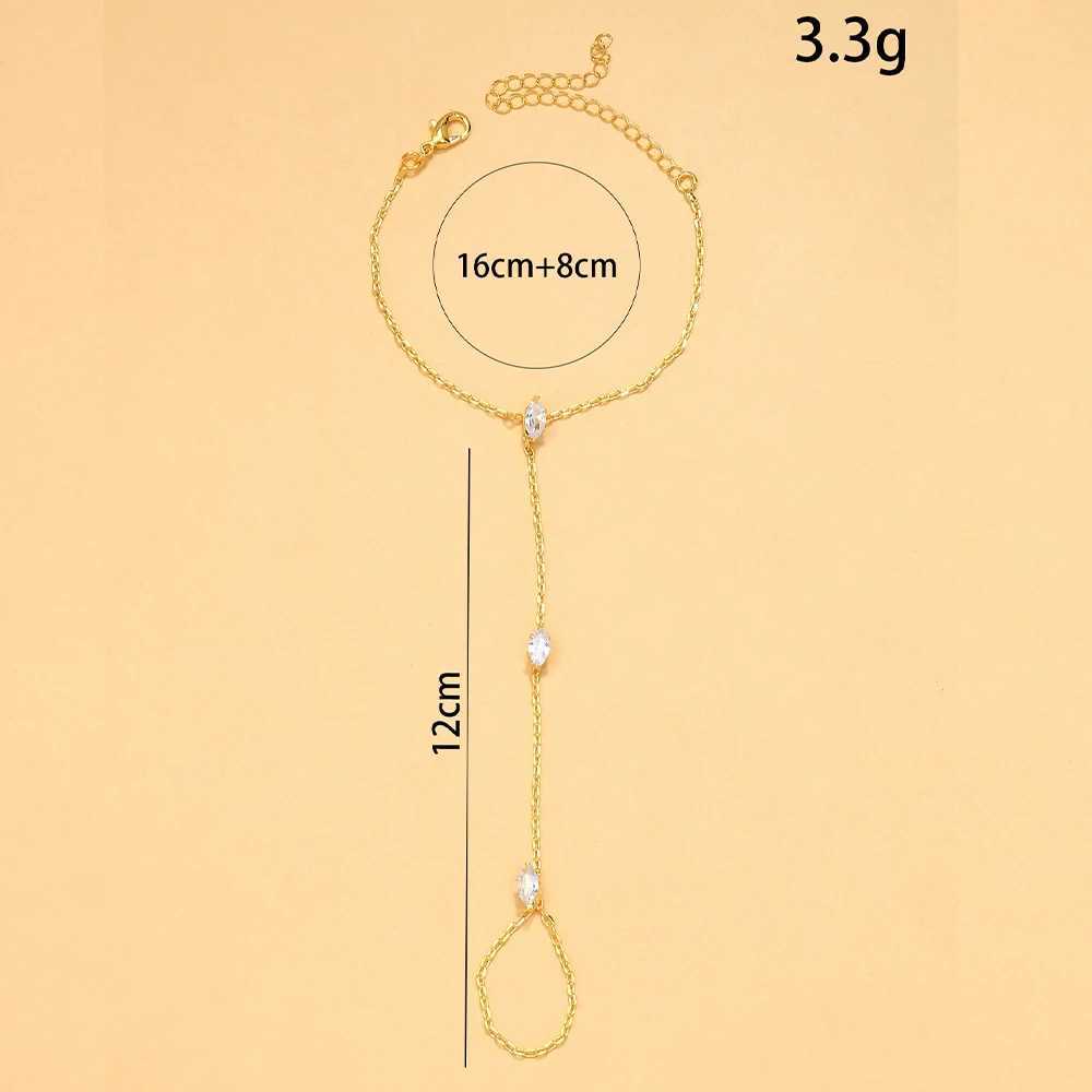 2025 Party Bohemia Rhombus Crystal Bracelet Hand Jewelry for Women Simple Thin Chain Finger Bracelet Jewelry Accessories Gift W250526