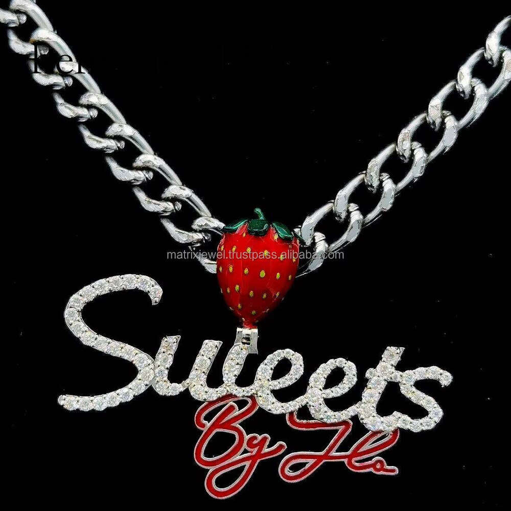 Solid Sier Iced Out Bail Night Glow in Darkness Enamel Name Custom Pendant With Moissanite Dia