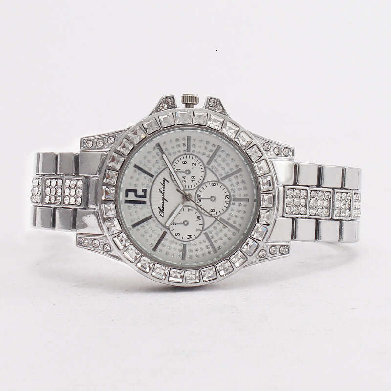 Live Fashion Full Diamond Three-Eye Inlaid Men's Watch Quartz