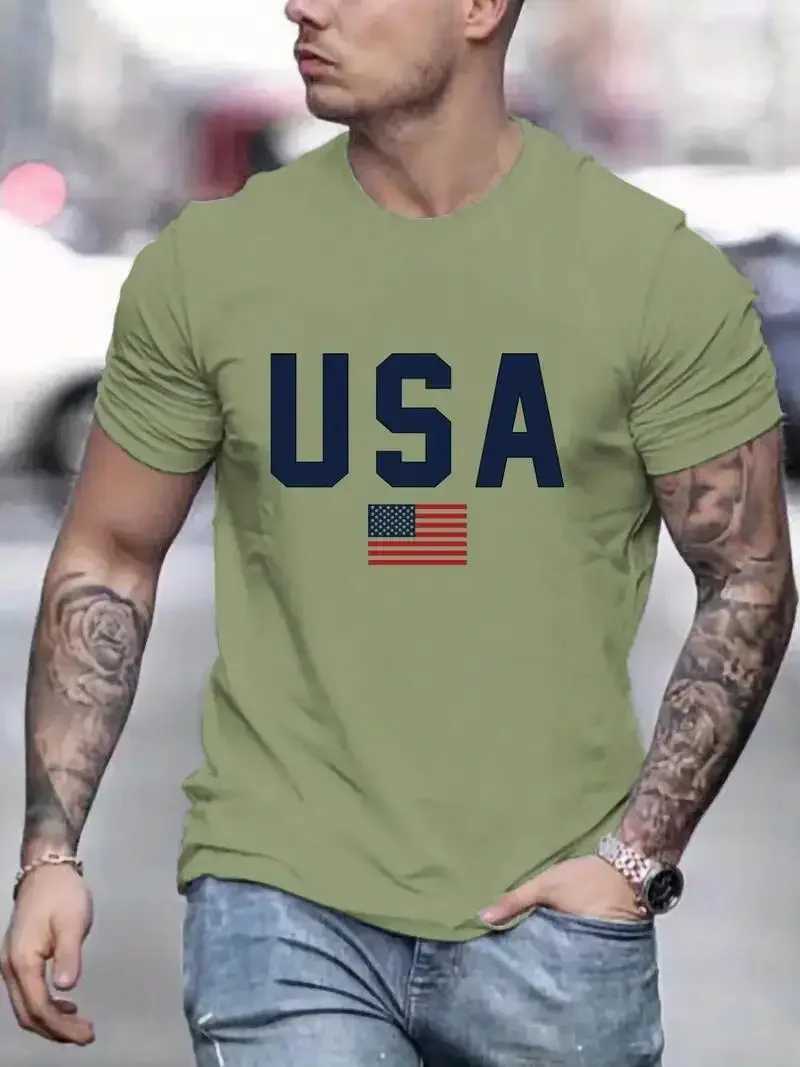 USA Pattern Print Mens Comfy T-shirt Graphic Tee Mens Summer Outdoor Clothing Mens Apparel Tops for Men Z250527