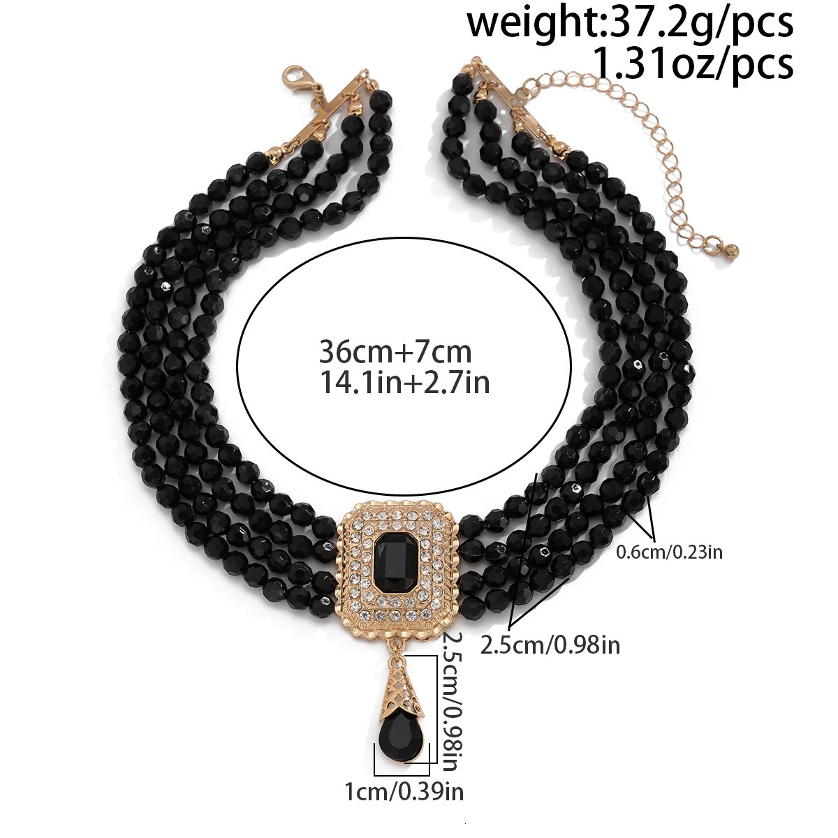 KunJoe Elegant Multilayer Crystal Beads Chain Necklace Women Water Drop Short Choker Wedding Jewelry Bride Neck Ornament 250522