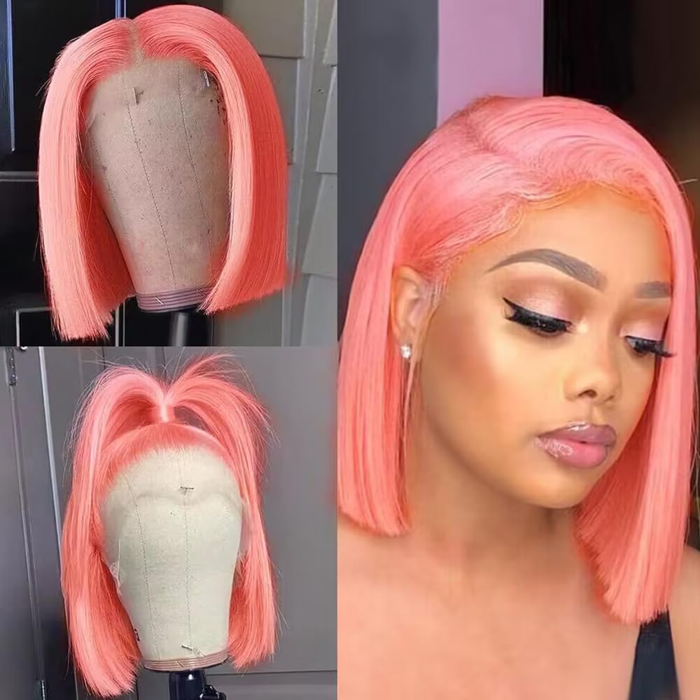 25ssBob Lace Front Brazilian Human Hair Wigs For Black Women Pre Plucked Short Natural 13x4 Synthetic Straight HD Full Frontal Closure Wig