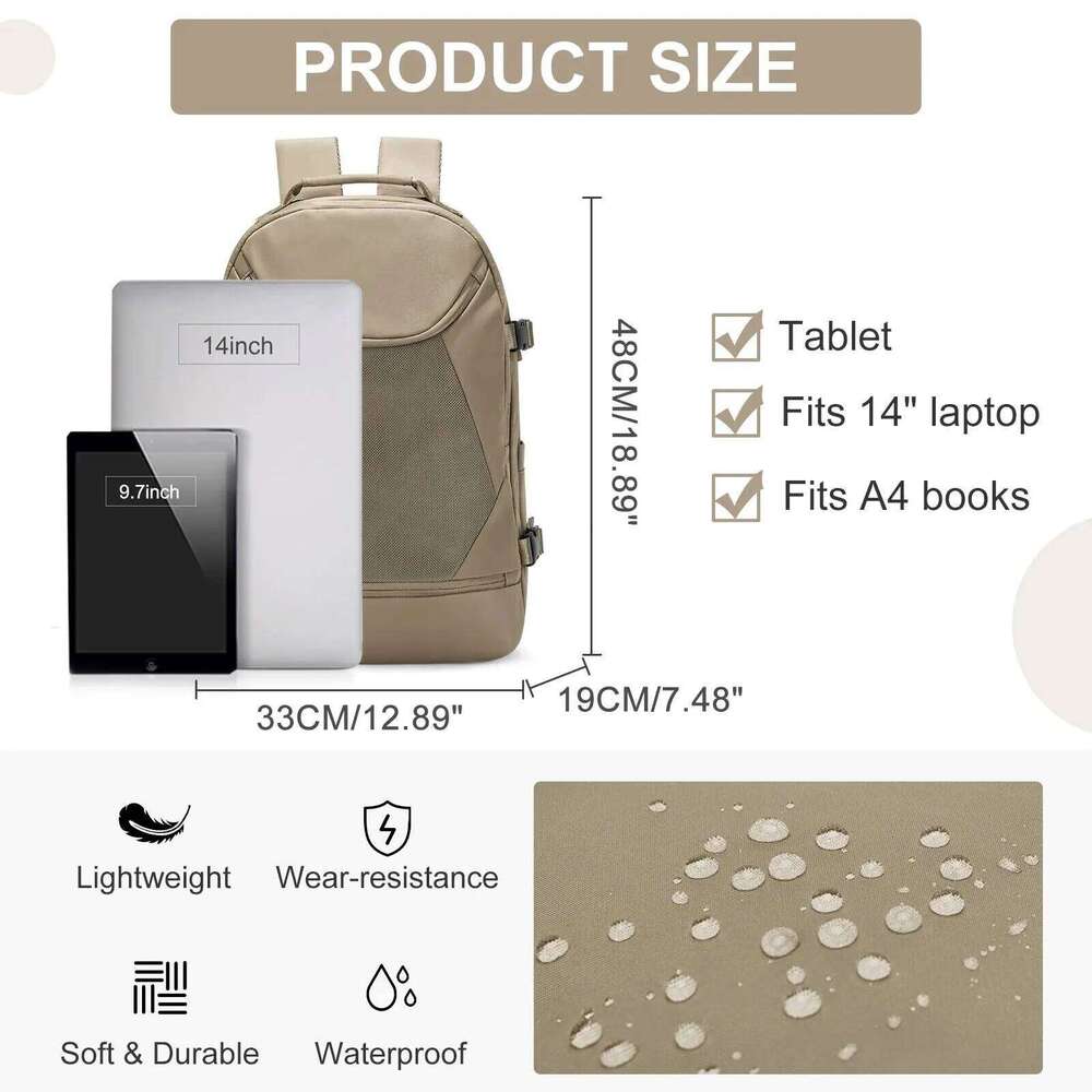 Likros Men's for Women Large Capacity Backpack, Commuter Laptop Bag Travel Essentials Waterproof Backpack Flight