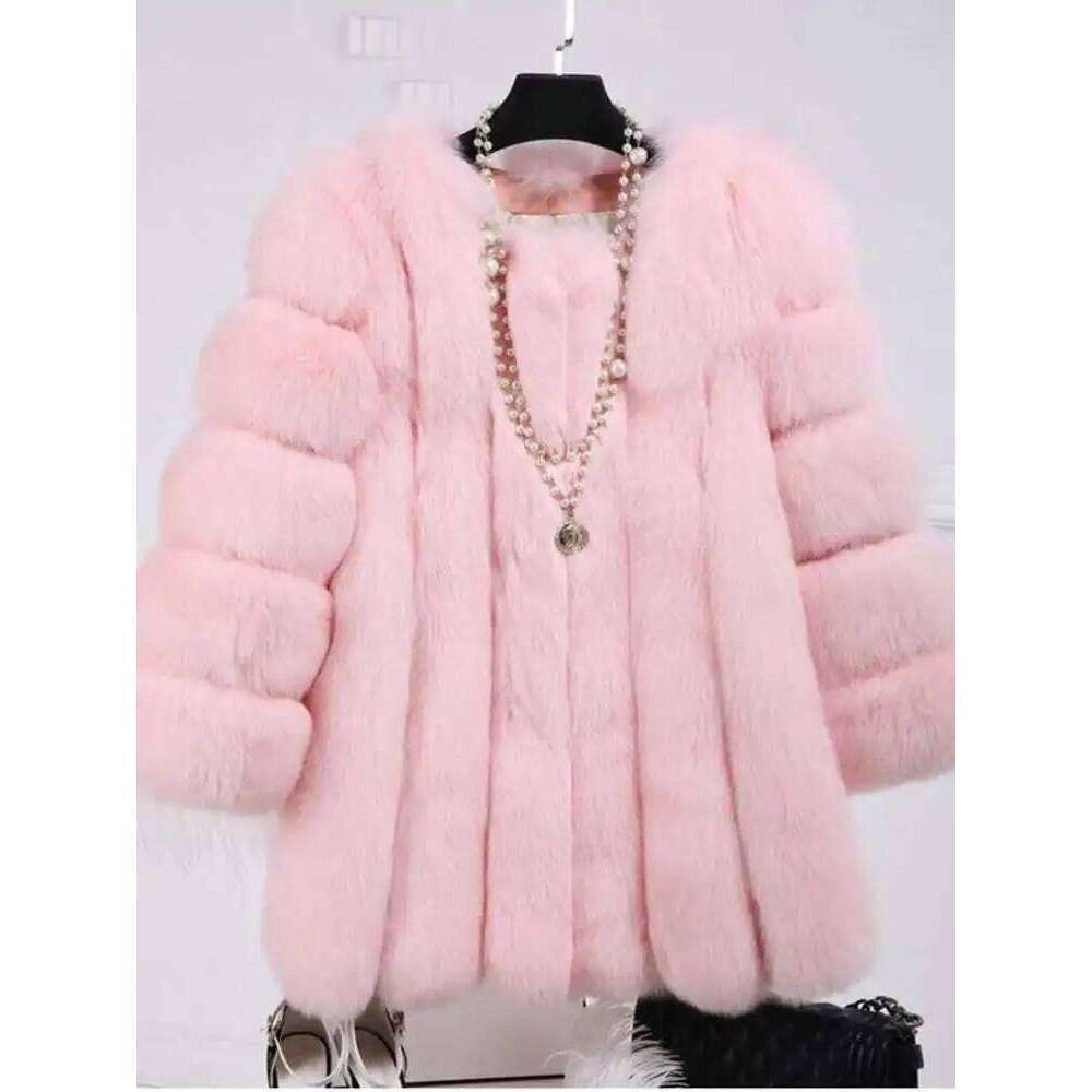 LANMREM 2024 Winter New Fox Fur Women Warm Long Sleeve Solid Color Temperament Jacket Coat Female Fashion 2W999