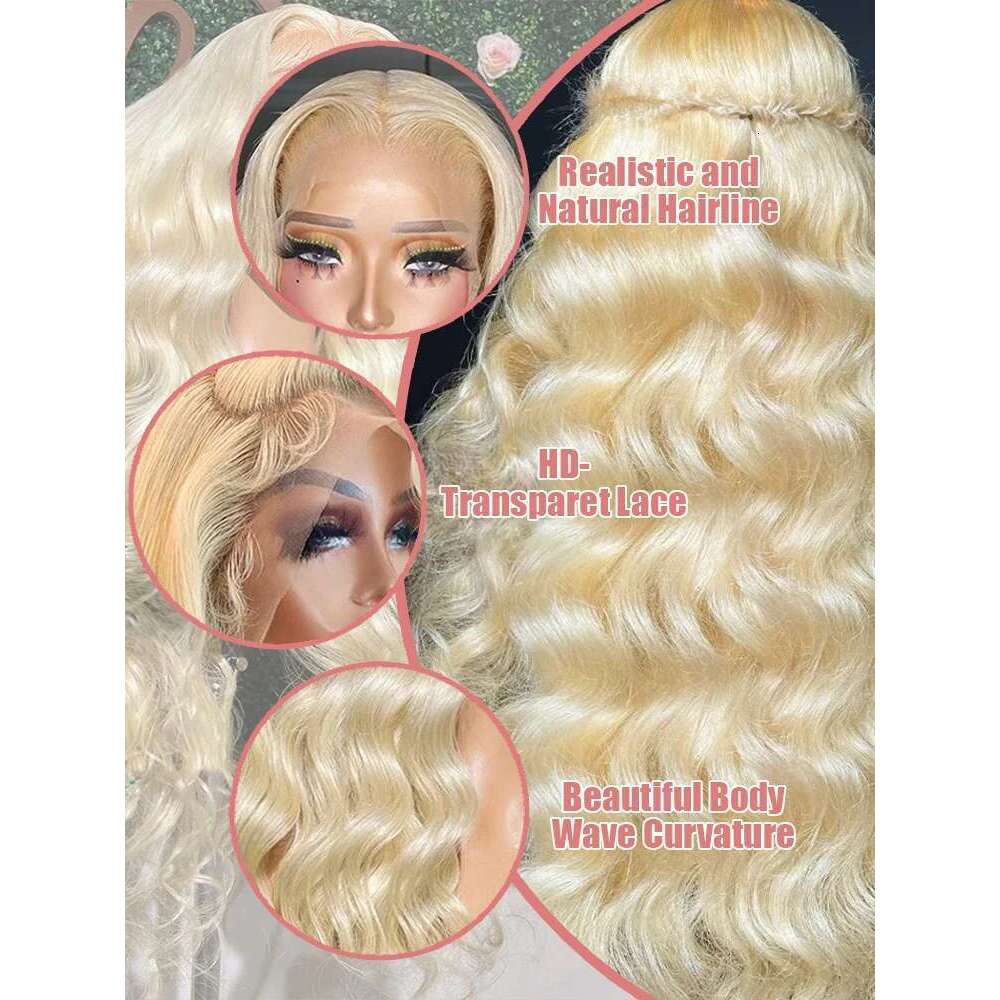 36 40 Inch 613 Honey Blonde Body Wave 250 Density 13x6 Front Human Hair Wigs 13x4 HD Lace Frontal Wig for black women