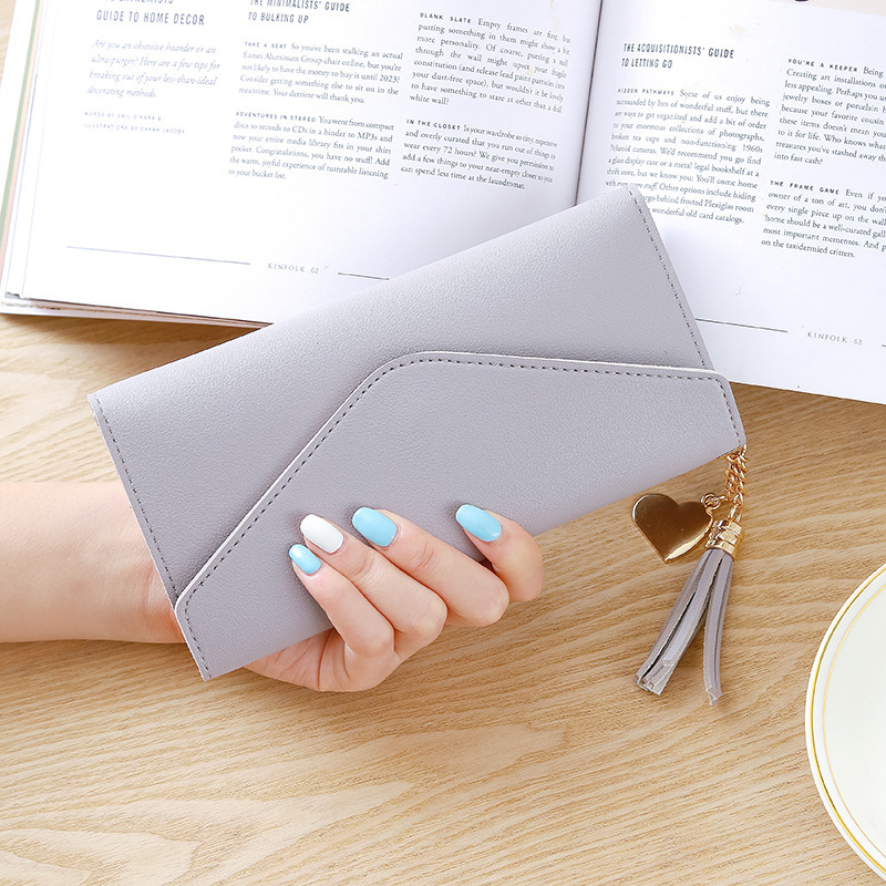New Long Handheld Fashion Heart Pendant Simple, Fashionable, Fresh Lychee Pattern Women's Wallet Designer Men's Wallet