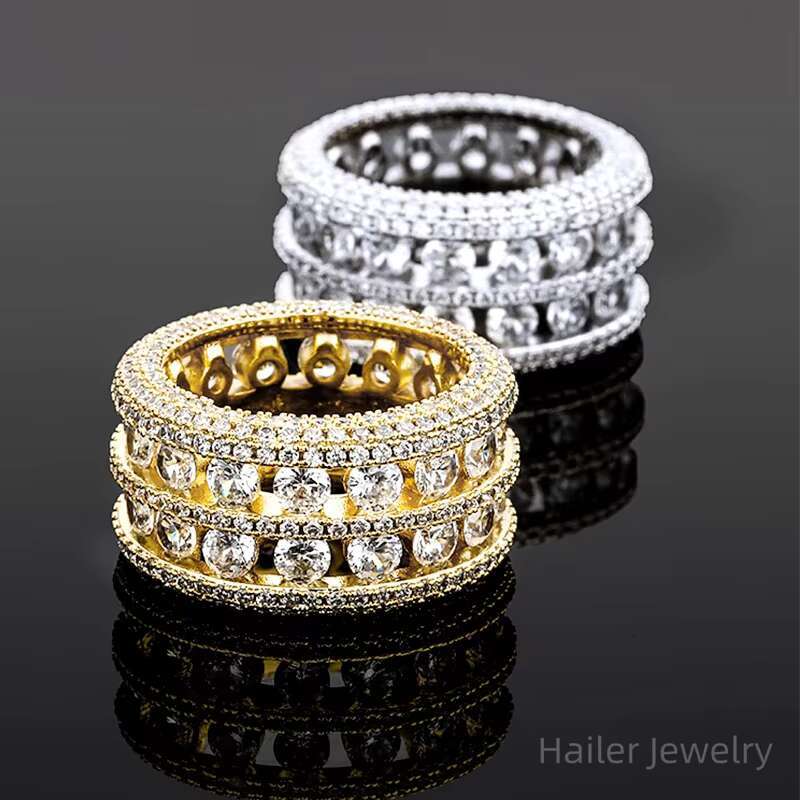 Manufacture Custom Luxury Rings for Men Moissanite Rings 925 Sterling Silver Moissanite Ring Hip Hop