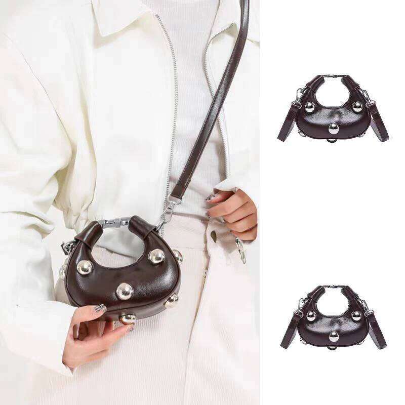 Women's Bags Designer Satchel Rivet Small Dumpling Purse Personalized Mini Handbag Ladies Fashion Shoulder Bags Solid Color Crossbody Bag