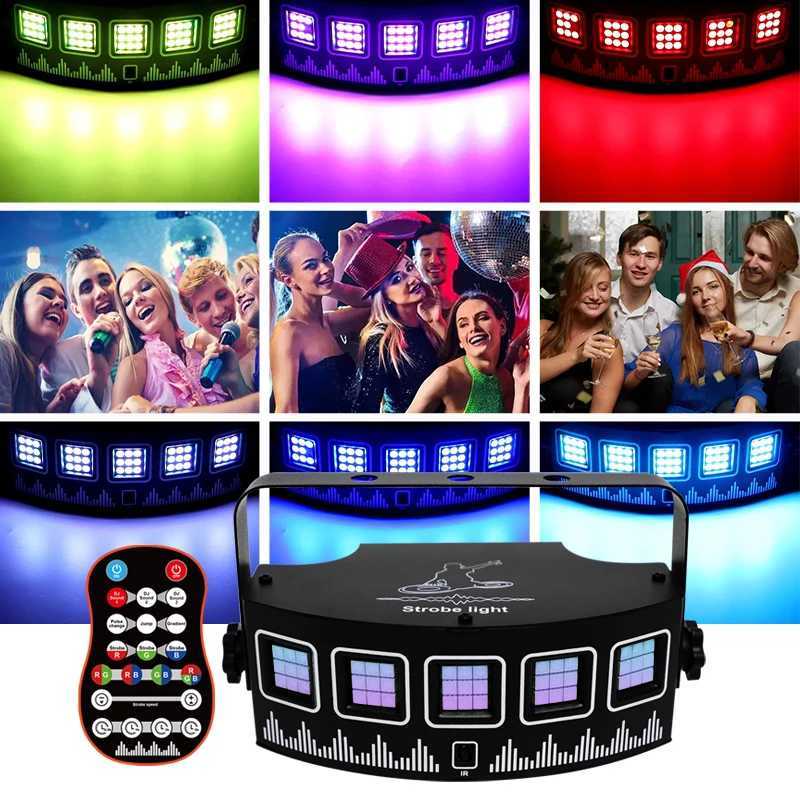 HCWE USB LED Mixed Flashing Stage Lights Remote Sound Activated Disco Lights for Festival Parties Lights Wedding UV LightXJ250527