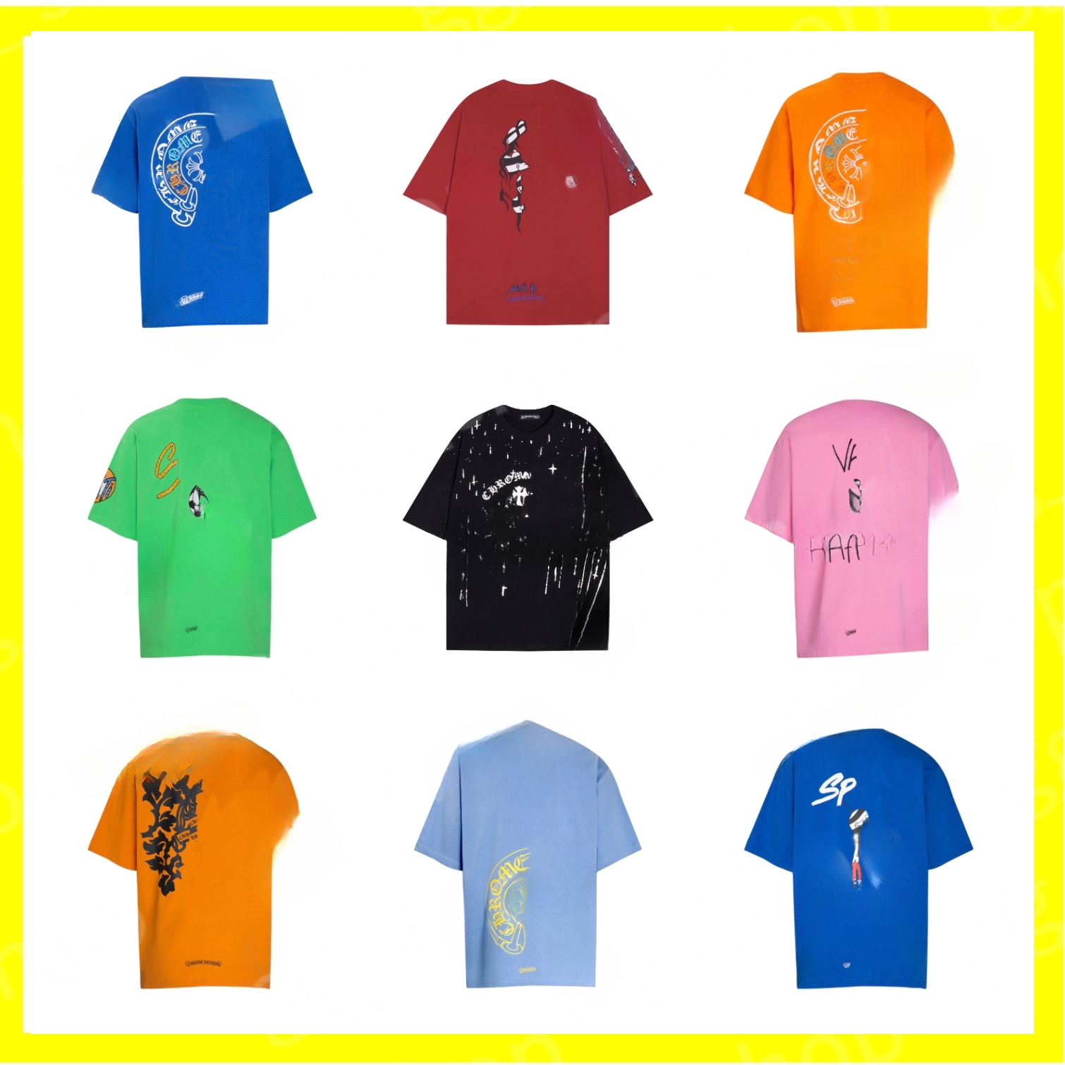 chrome tshirt designer T-shirt Men's summer casual T-shirtgraphic tee round neck Street trend half with leather print chrome short sleeve S-XL