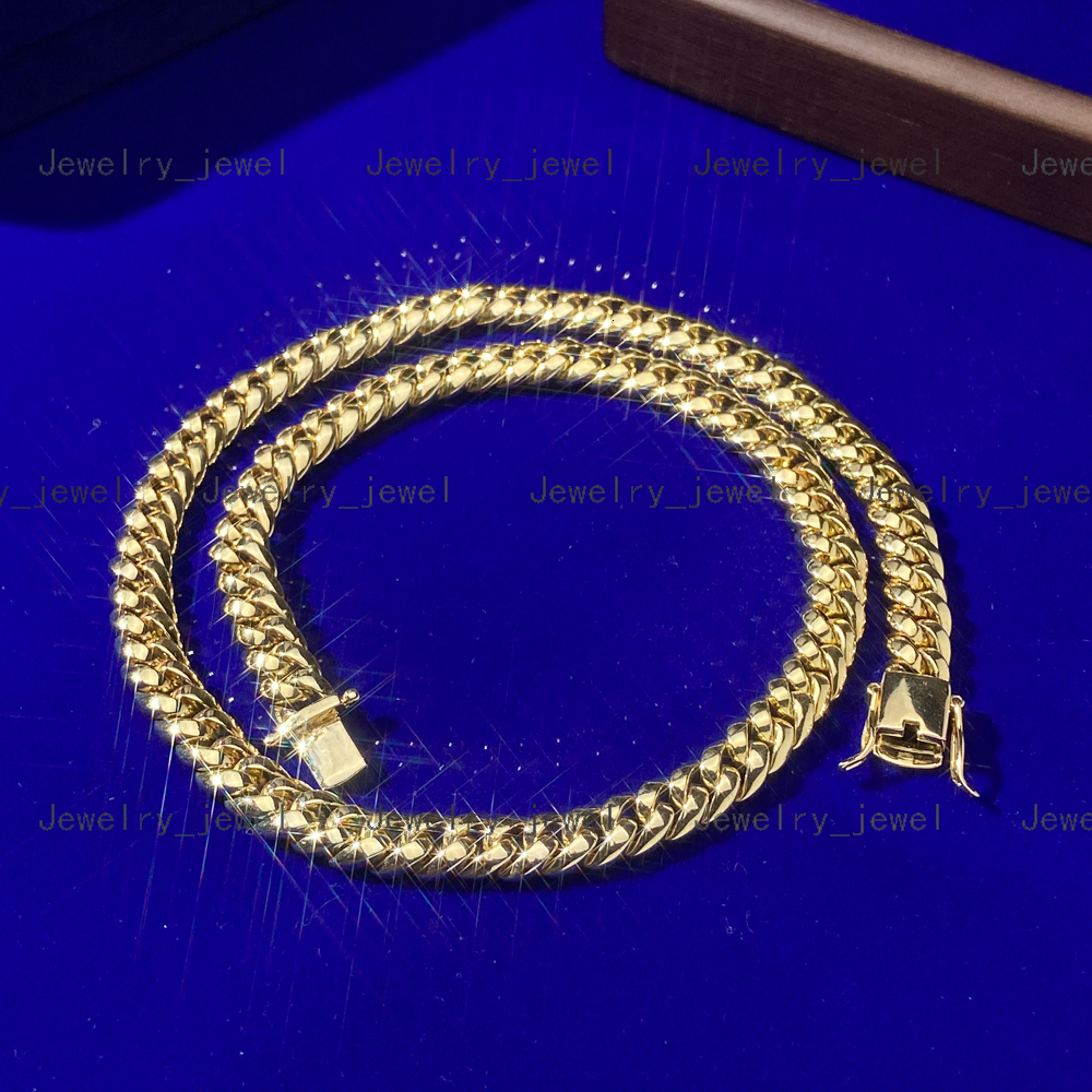 10K 14K 18K Gold Plated Hip Hop 925 Sterling Silver Non Tarnish Miami Cuban Link Chain Necklace for Men Fine Jewelry