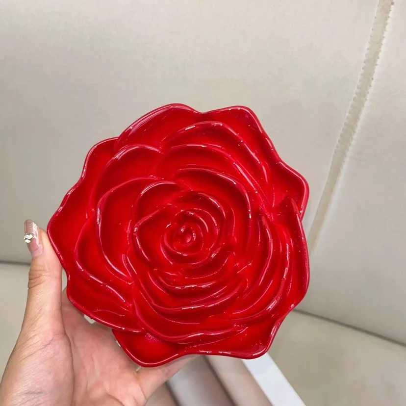 fashion rose Acrylic clutch bag for women designer flower box shoulder crossbody bags luxury evening party purses Valentines Day W250527