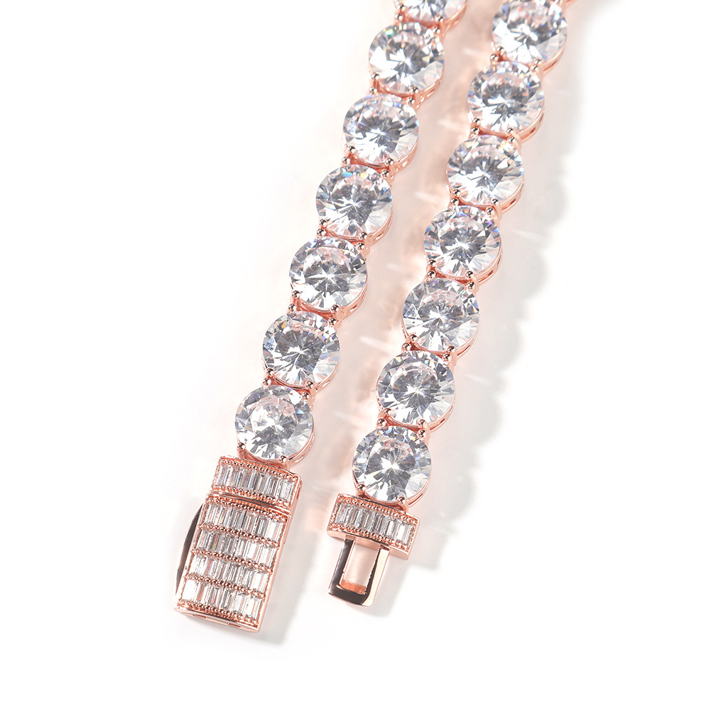 10mm Hip Hop Tennis Chain Cuban Chain Necklace Bracelets Real Gold Plated 5A Round Zircon Jewelry