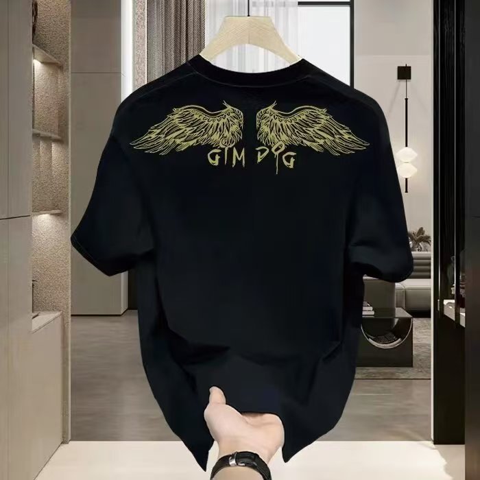 New Free shipping designer t-shirt for mens t-shirt black white Summer American style trendy printed versatile casual round neck T-shirt