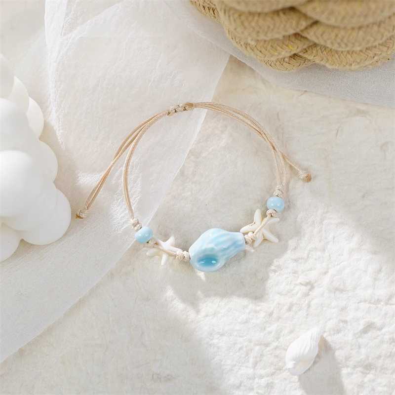 Handmade Ceramic Conch Braided Bracelets for Women Trendy Bohemian Colorful Bead Starfish Bracelets Friendship Jewelry Gift W250526