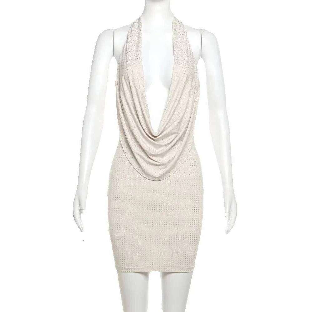 Hot Tight Dresses Solid Color Mini Dress Women Fashion Deep V Neck Strapless Dresses Female Trend Streetwear Clothing Casual Knee Length Dresses