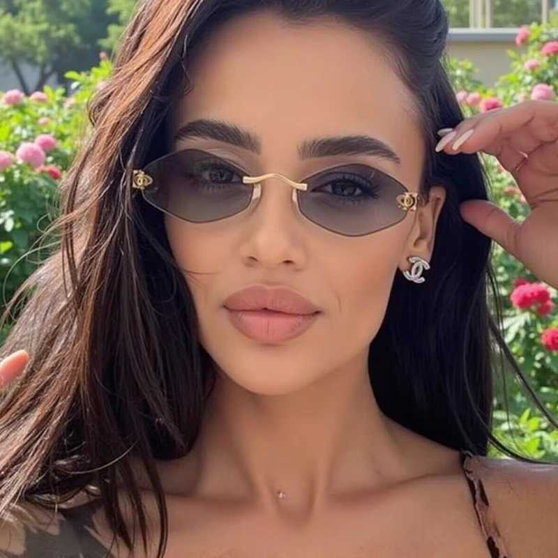 Frameless Rhombus Personalized Womens Sunglasses Elegant and Versatile Classic Sunglasses Luxury and High-End Sunglasses UV400. Z250527