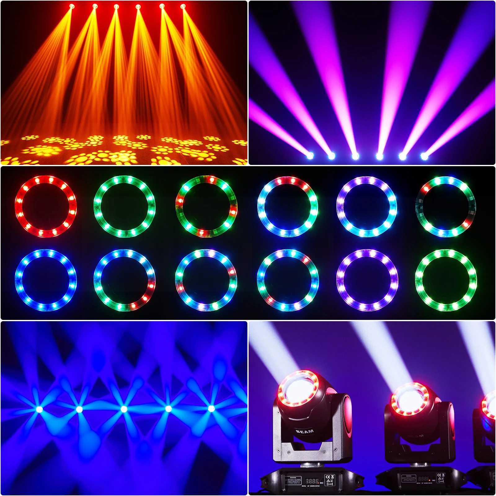 2PCS 100W Beam Moving Head Light Rainbow Effect Halo Strip Stage Lighting Effect Projector for Party Wedding Live Show Bar Club XJ250527