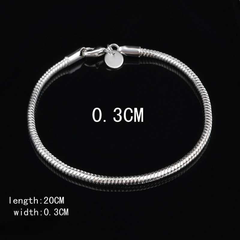925 Sterling Silver 3MM Snake Chain Bracelets For Women Men Fashion Original Charm Bracelet Party Wedding Jewelry Holiday Gifts W250526