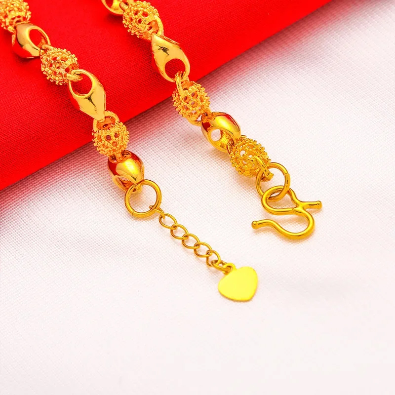 VOBIPY 14K Gold Plated Bracelets for Women Exquisite Beaded Chain Bracelet Bangle Wristband Pulseira Femme Wedding Jewelry Bijoux