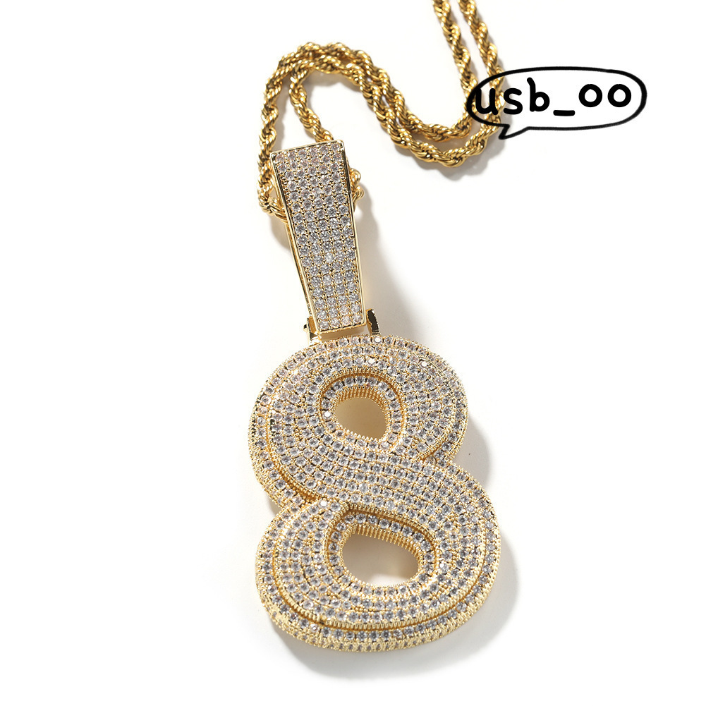 Hip Hop Quality Custom Number Styles Pendant Silver 925 Moissanite Pendant Necklace For Men Hip Hop Jewelry Gifts