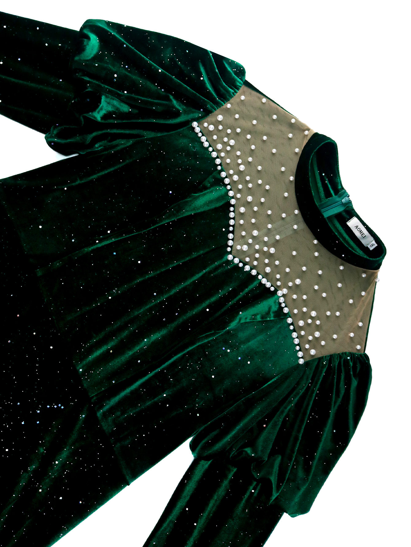 Plus Size Dress Party Evening Wear For Woman Velvet Mesh Beading Long Flare Sleeve Elegant Fashion Prom dress 2025