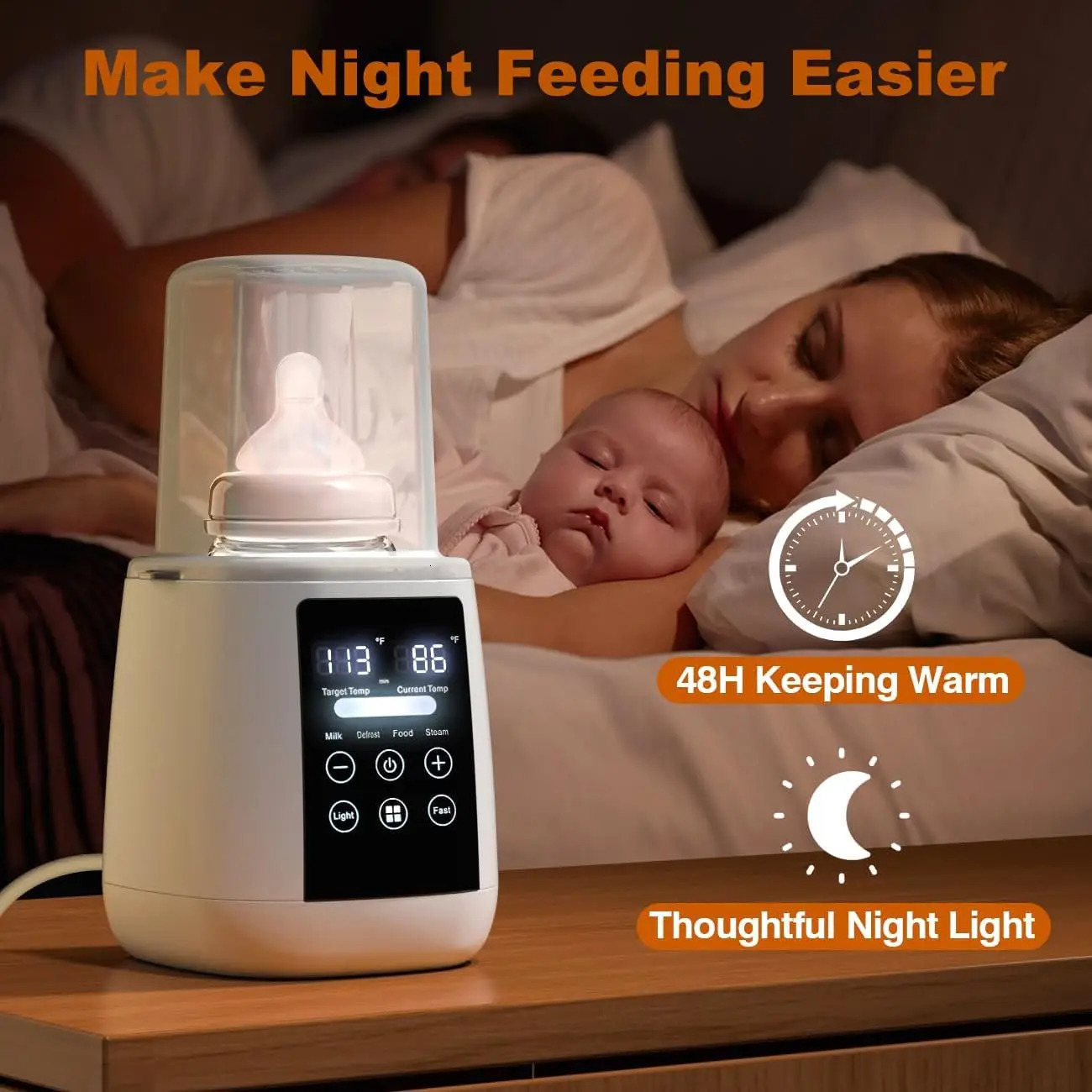 Baby Bottle Warmer Sterilizer 24 hour 6in1Multifuntion Breast Milk Accurate Temperature Control Heater 250527