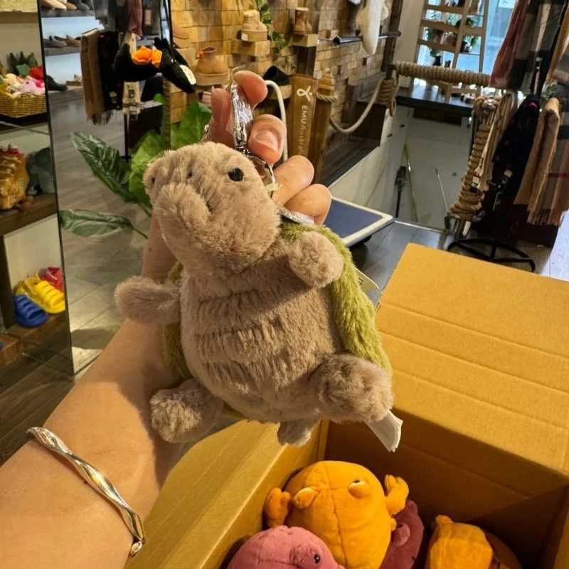 Jellycats Turtle Pendant Keychain Cute Girl Bag Doll Plush Toy Key Ring Cute Turtle Plush Toy Doll Gifts Baby Soothing Accessory W250526