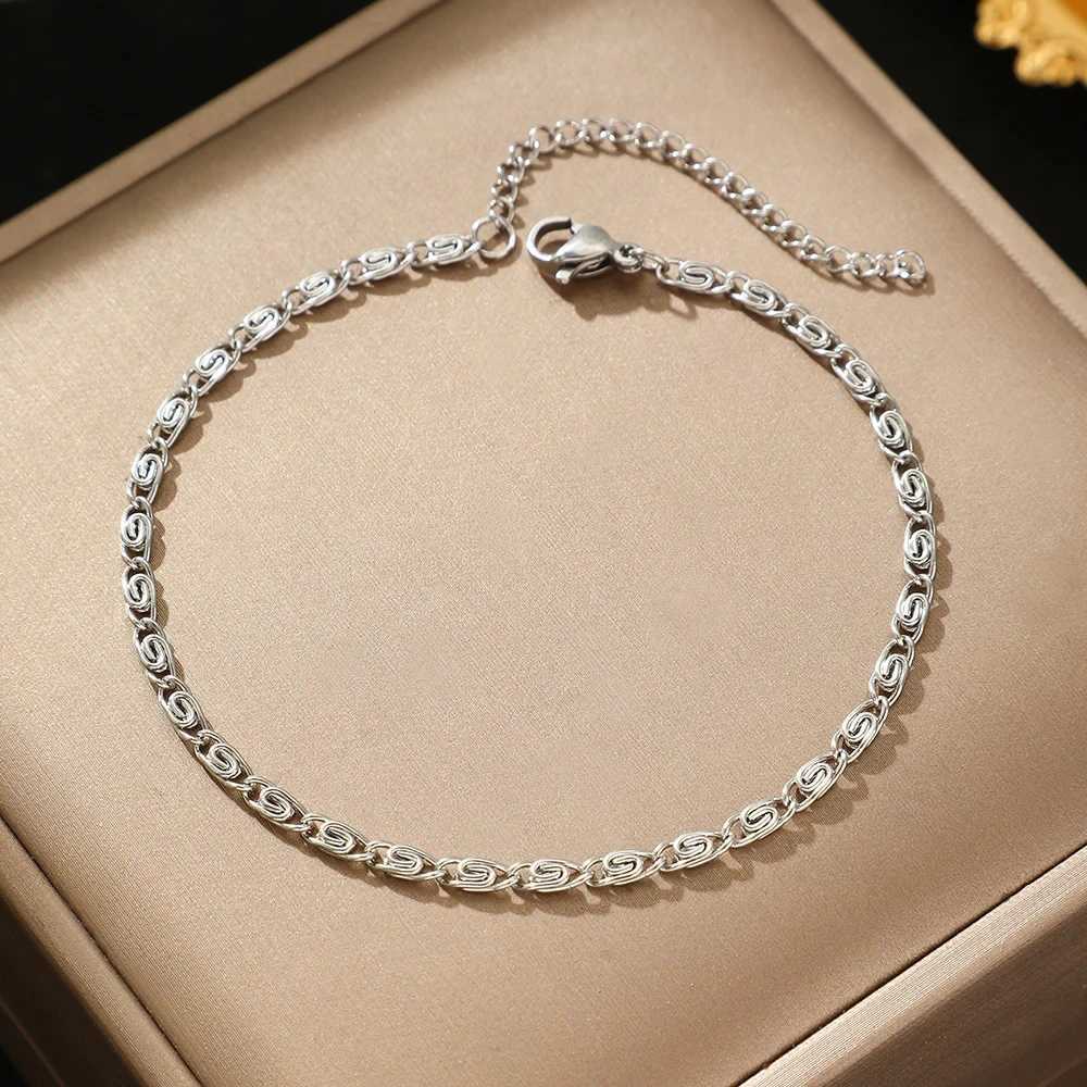 FTCY Stainless Steel Chain Bracelet for Women Gold Color Lightweight Luxury Womens Bracelet Foot Ankle Jewelry Accessories W250526