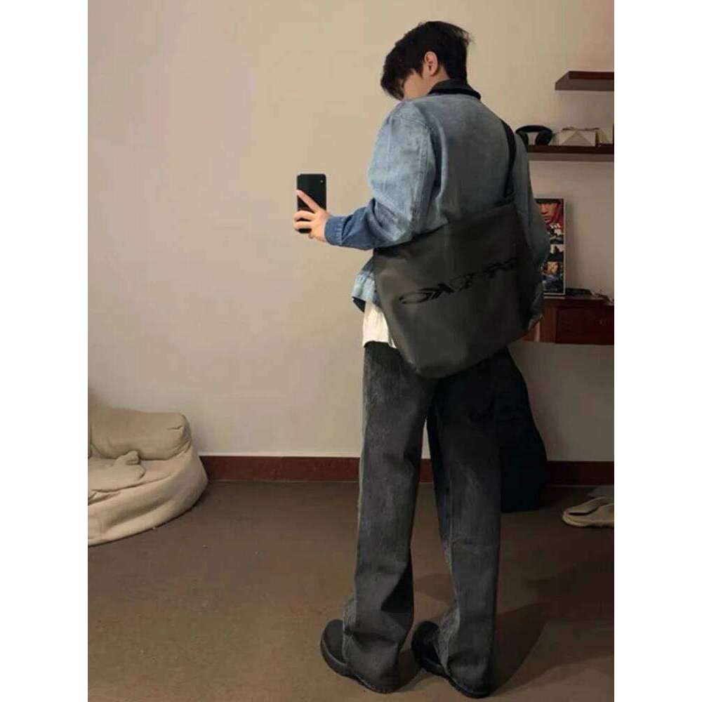 Clothing Vintage Letter Zipper Denim Men's Spring And Fall Design Lapel Washed Biker Jacket Outerwears Coats Y2k