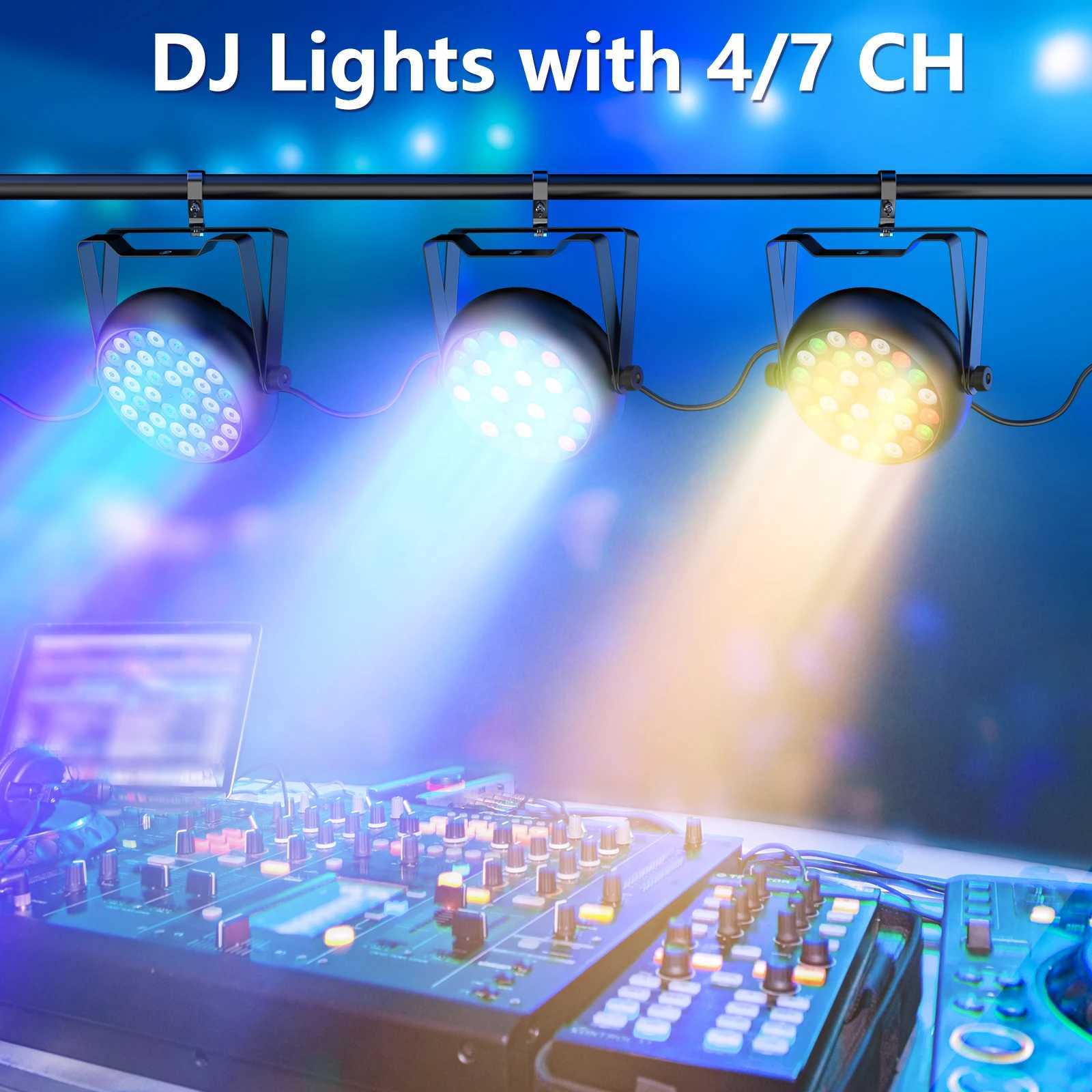 Somspot 4/8PCS RGB LED Par Light Stage Light Effect Projector for DJ Disco Party Holiday Christmas Bar Club Wedding Birthday XJ250527