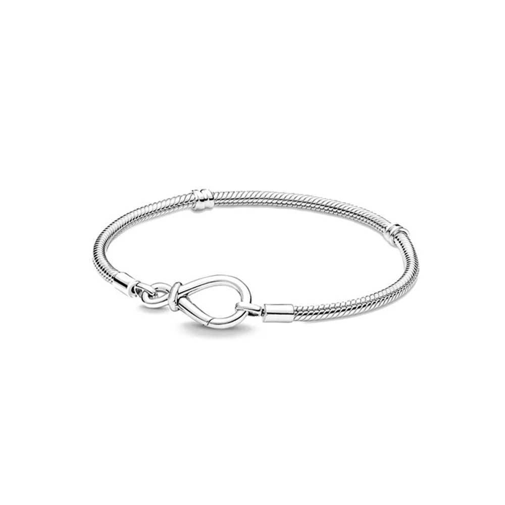 European 925 Silver Heart Clasp Clip Snake Chain Size 16-21cm Bracelet Bangles Jewelry Accessories Charm W250526
