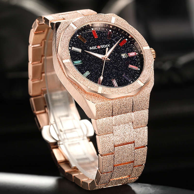 AOCASDIY Original Full Diamond Luxury Oak Tree Men's Watch with Genuine Luminous Waterproof Features