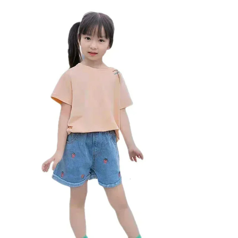 1pcs Girls Shorts Kids Denim Pants Casual Jeans Children Cartoon Printed Clothing Teenagers Short Trousers Infant Bottoms 250527