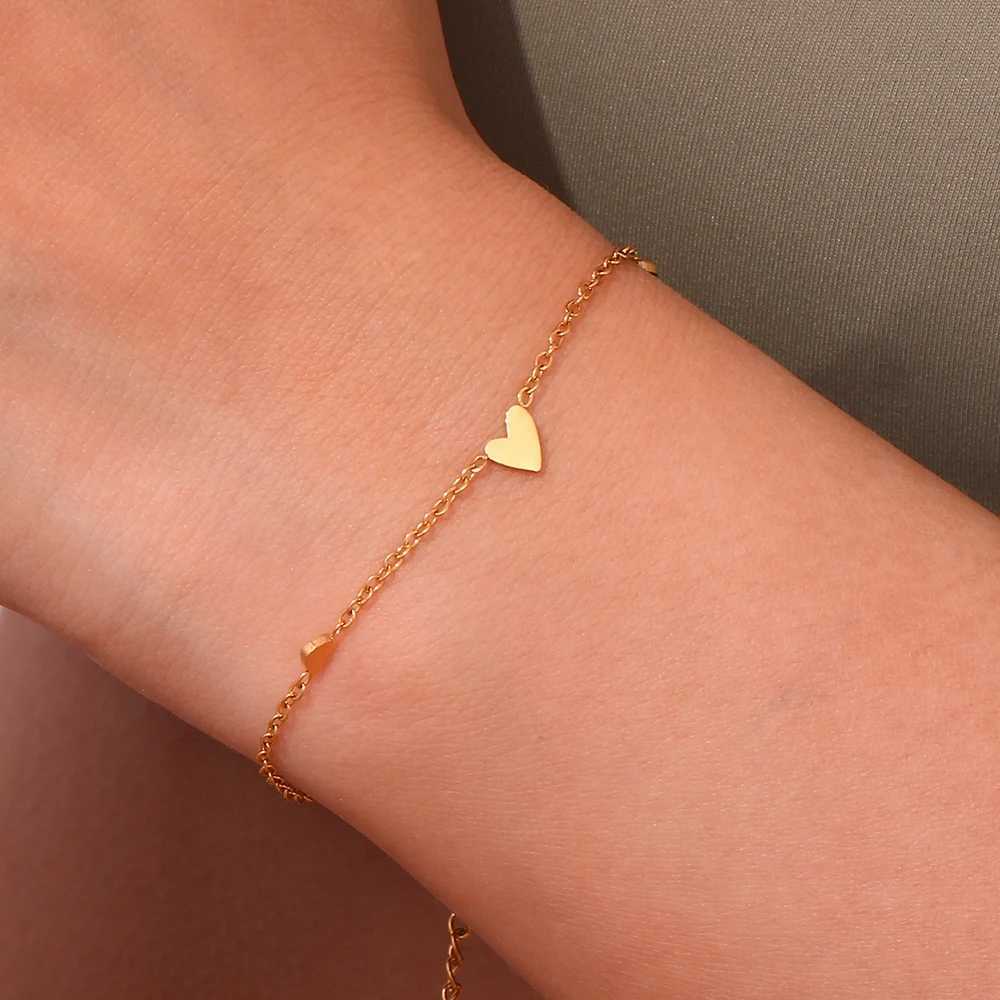 MamacitaSlay Lovely Minimalism Three Heart O-Chain Stainless Steel Bracelets For Women Waterproof Trendy Luxury Designer Jewelry W250526