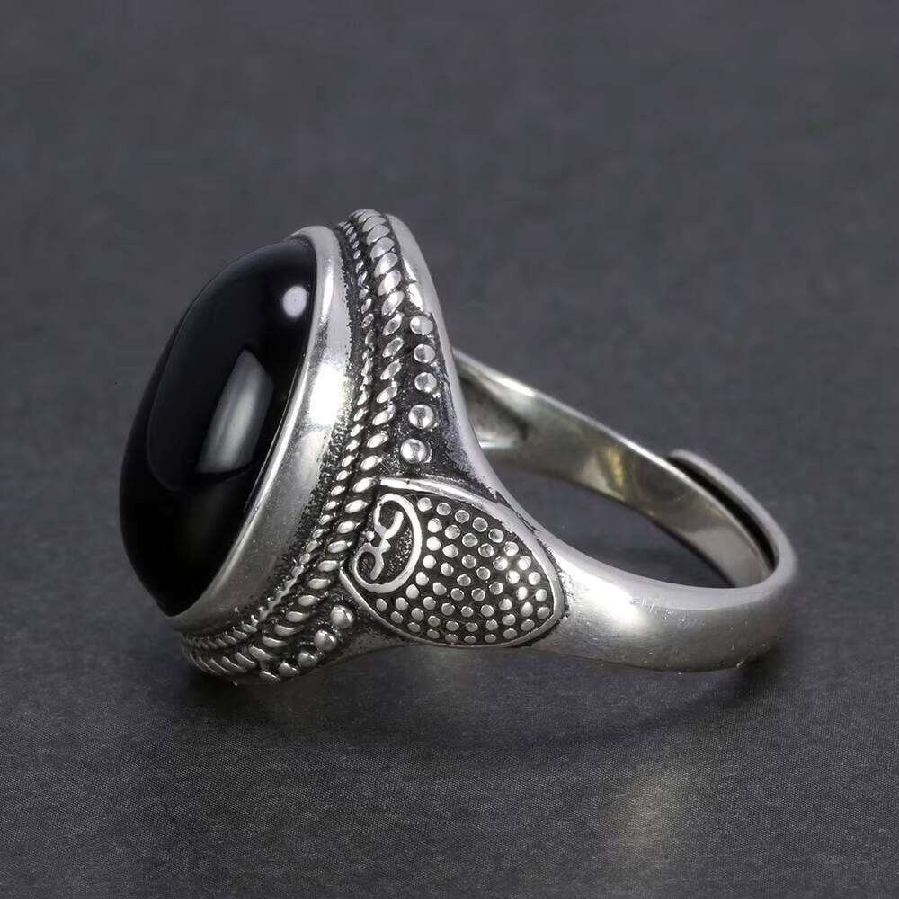 Natural Black Onyx Stone Men Rings Jewelry Fashion Ring