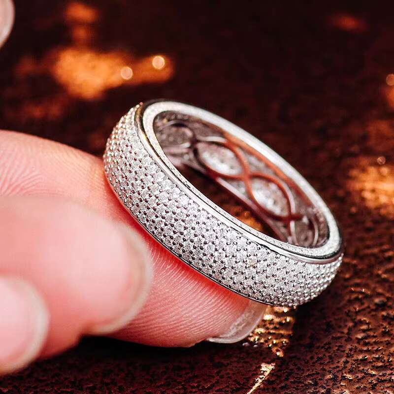 Handmade 18K 14K 10K White Gold Loose Moissanite Stones Hiphop Jewelry Fashion Rings Men Rings Jewelry for Boyfriends Husband