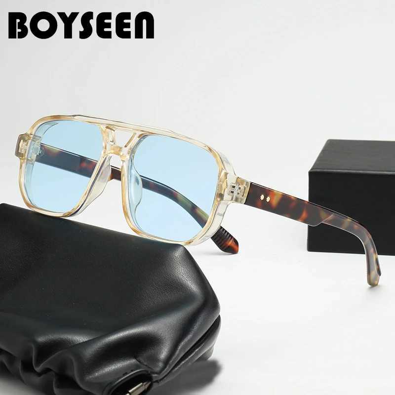 Vintage Fashion Square Sunglasses Women Men 2025 Modern Thick Frame Eyewear Yellow Blue Lens Sun Glasses Female UV400 Z250527