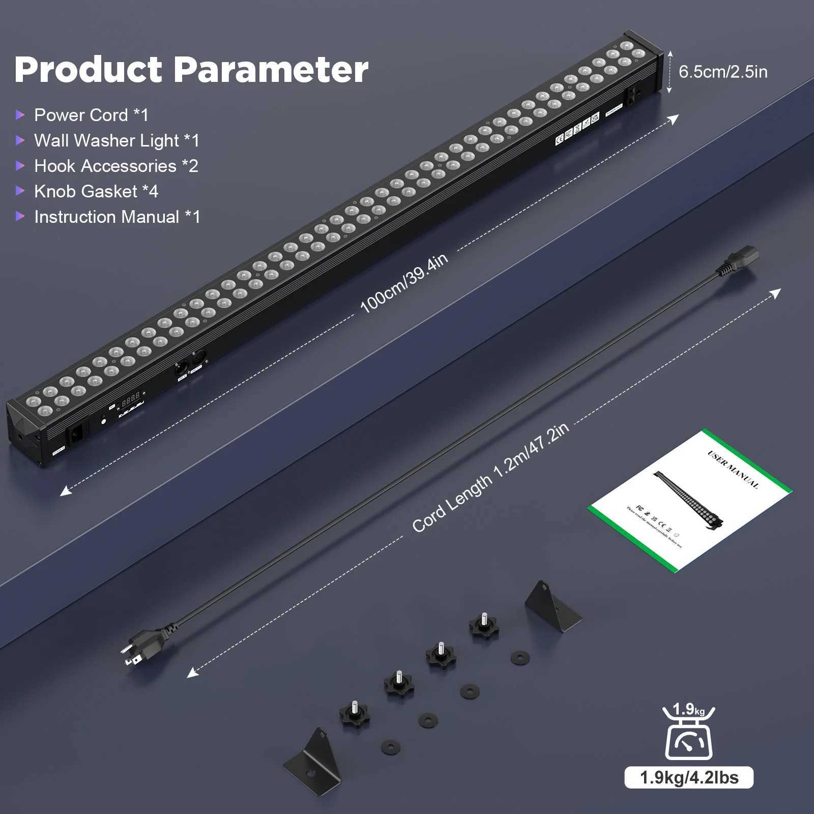 Yiflamefly 120W Double Row 80LEDs Wall Washer Light Bar RGB 3IN1 80X2W LED Stage Marquee Lights Bar For DJ Pub Concert Party KTVXJ250527