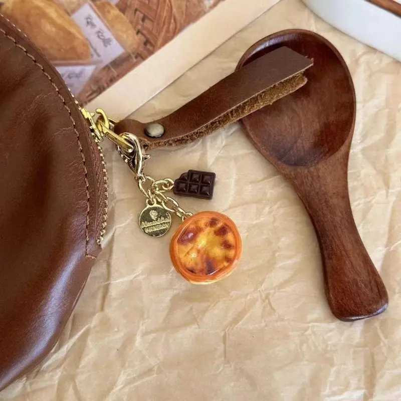 Cute Egg Tarts Pendant Keychain For Car Keys Accessories Creative Coffee And Bread Food Design Keyrings For Mobile Phone Chain W250526