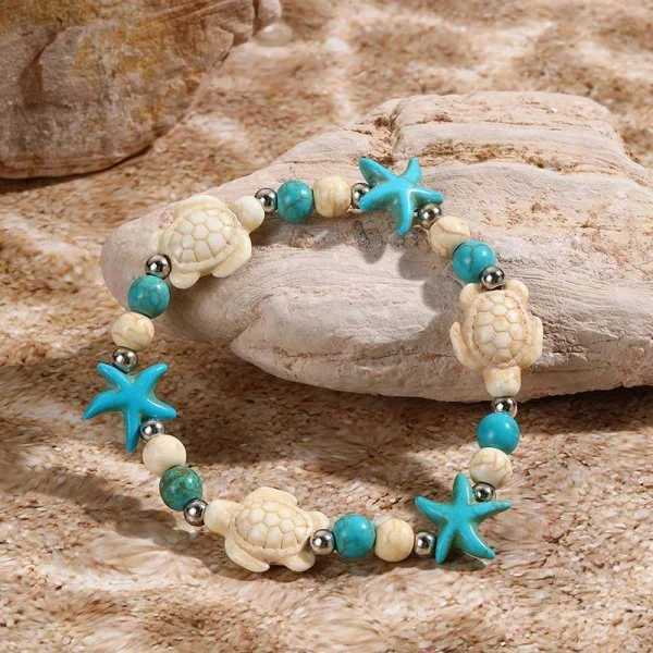 Bohemian Imitation Shell Beads Bracelet For Women Sea Star Turtle Woven Rope Bracelet Handmade Friendship Beach Holiday Jewelry W250526