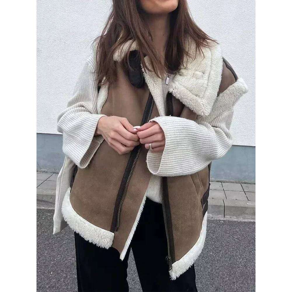 Suninheart Women 2022 Autumn Faux Fur Vest Warm Vintage Female Vests Coat Nude Zipper Sleeveless Jacket New In Outerwears