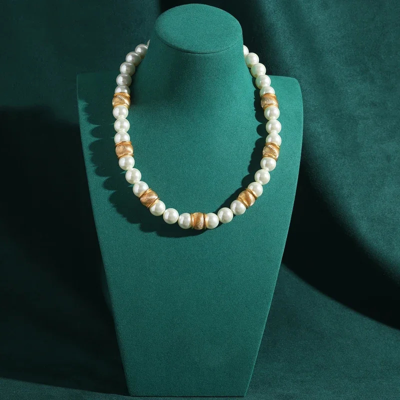Pearl Choker Necklace Vintage Indian Natural Freshwater Gold Color Bead Wedding Collar Baroque Style Woman Accessories 250520