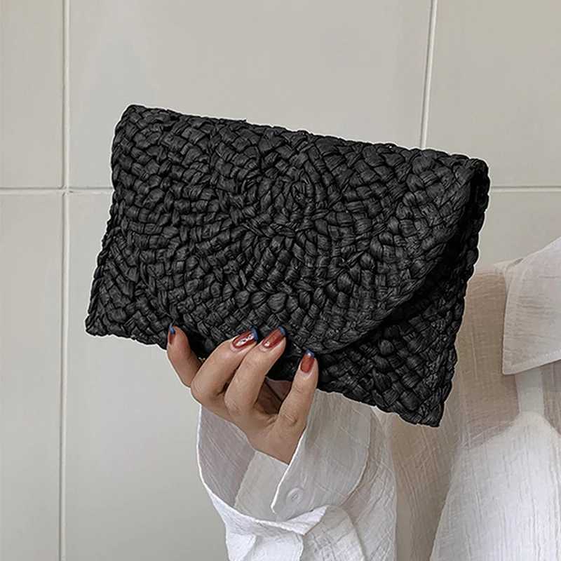 Women Fashion Flap Envelope Bags Summer Beach Bag Handmade Wallet Straw Knitted Handbag Lady Coin Phone Long Purse Clutches W250527