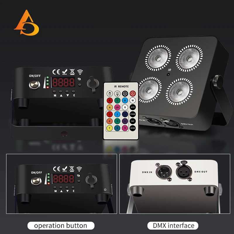 4x18W LED RGBWA UV 6IN1 Color Battery Wireless DMX LED Par Light Mini Battery Party Light 2.4G WirelessXJ250527