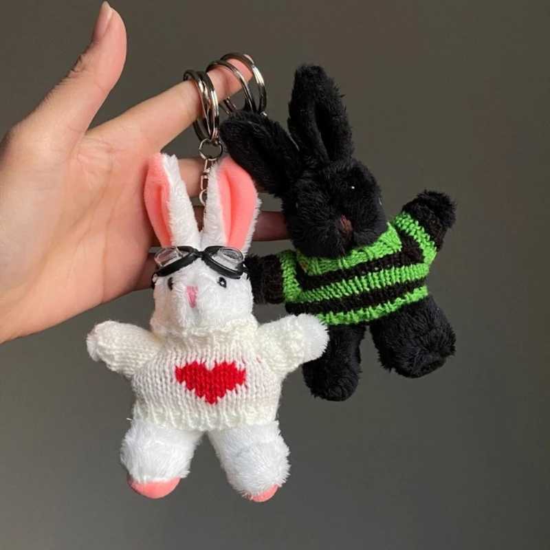 Cartoon Plush Stuffed Dolls Toy Keychain Rabbit Animal Backpack Pendant Korean Keyring Birthday Gifts for Women W250526