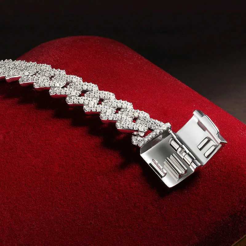 KNOBSPIN 8mm Moissanite Cuban Bracelet Full Diamond GRA Certified Solid s925 Silver 18k White Gold Cuban Bracelets for Women Men W250526